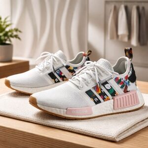 Adidas Women’s White Multicolor Patterned Sneakers, Size 8